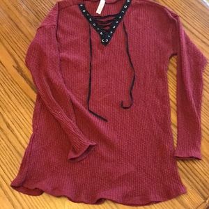 Ribbed Knit Tie Sweater